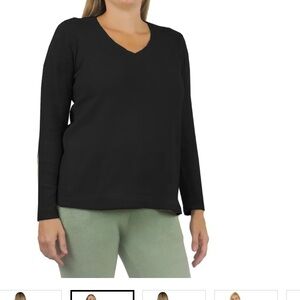 LA Cera XL v-neck light fleece shirt sweater black